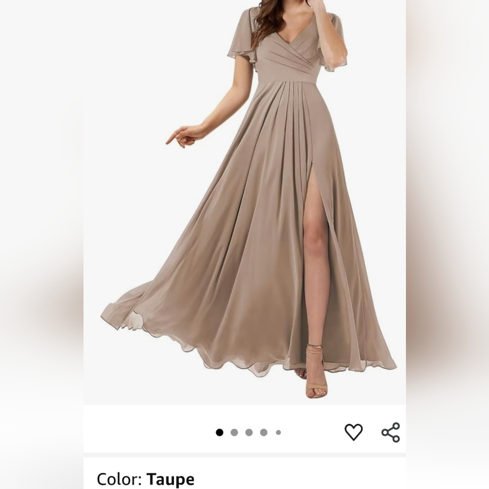 Taupe Chiffon Brides Maid Dress